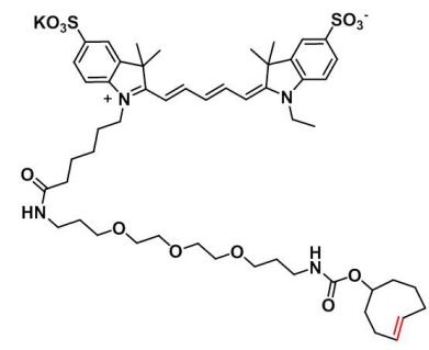 Sulfo Cy5 4E TCO,磺酸基花菁染料CY5 反式环辛烯,有很好的水溶性